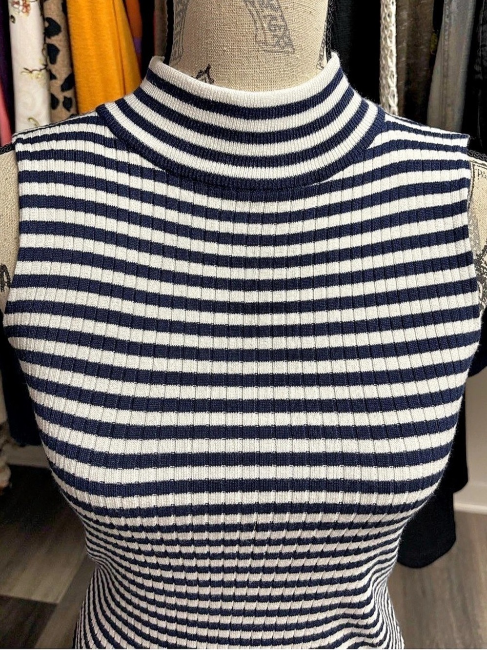 Y2K Striped Mock Neck Tank Top - Picture 8 of 14